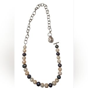 Contemporary Mixed Freshwater Pearl Necklace with Statement T-Bar Clasp